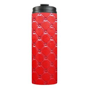 Termo Verdadera tapicería de cuero rojo.