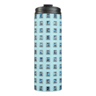 Termo Verde azulado azul y oro Gem moderno