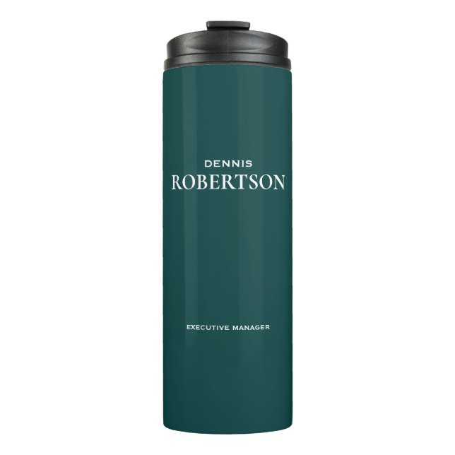 Termo Verde azulado empresarial simple y personalizado (Anverso)