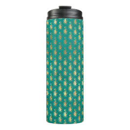 Termo Verde azulado y pavo real de oro