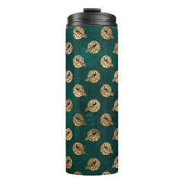 Termo Verde azulado y pavo real de oro