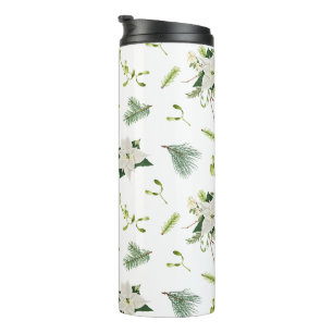 Termo Verde Blanco Floral Suave y Elegante