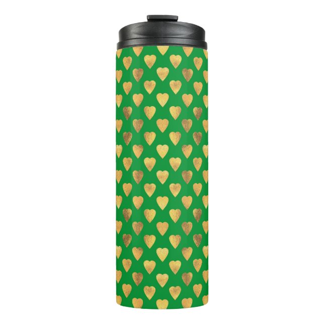 TERMO VERDE CON FILAS DE CORAZÓN DE ORO (Anverso)