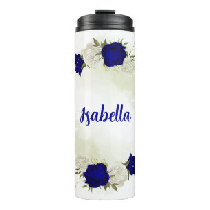 Termo verde floral azul real