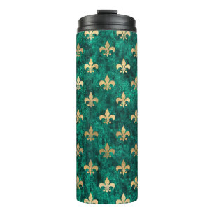 Termo Verde Grunge Terciopelo Fleur De Lis Mardi Gras