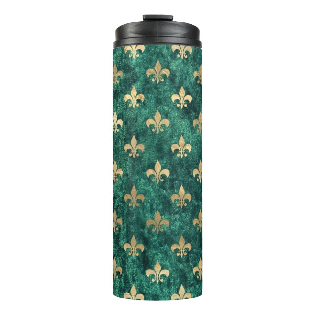 Termo Verde Grunge Terciopelo Fleur De Lis Mardi Gras (Anverso)