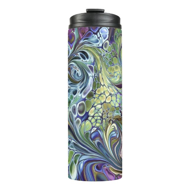 Termo Verde jaula oliva, burdeos morado azul (Anverso)