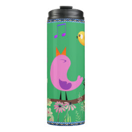 Termo Verde marino - Aves (con iniciales) Tumbler térmic