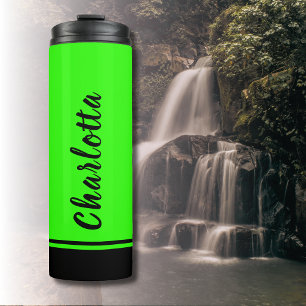 Termo Verde neón negro Elegante Personalizado mínimo