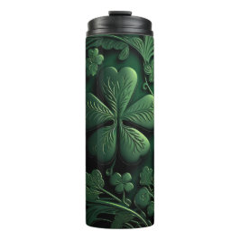 TERMO VERDE OSCURO INTRÍCITO IRLANDÉS SHAMROCKS