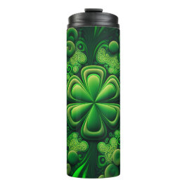 TERMO VERDE OSCURO INTRÍCITO IRLANDÉS SHAMROCKS