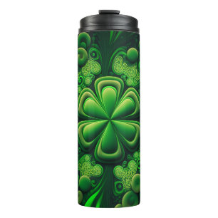 TERMO VERDE OSCURO INTRÍCITO IRLANDÉS SHAMROCKS