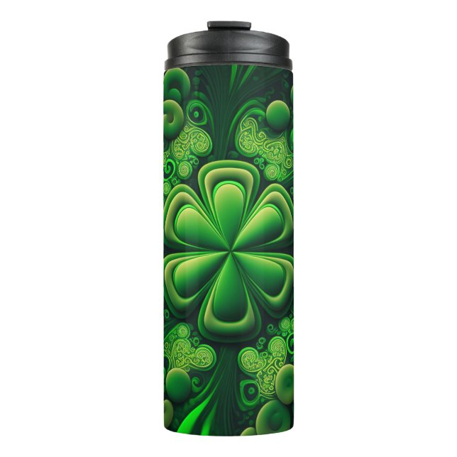 TERMO VERDE OSCURO INTRÍCITO IRLANDÉS SHAMROCKS (Anverso)