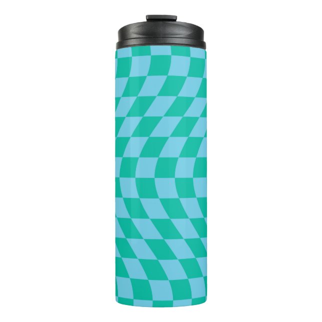 Termo Verificaciones azules retro retorcidas pastel veri (Anverso)