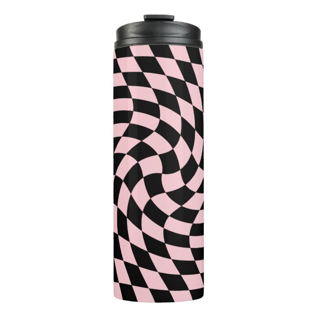 Termo Verificaciones rosadas negras retro retorcidas pas (Anverso)