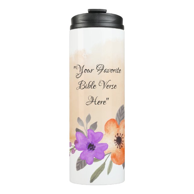 Termo Verso de la Biblia personalizado sobre fondo y flo (Anverso)