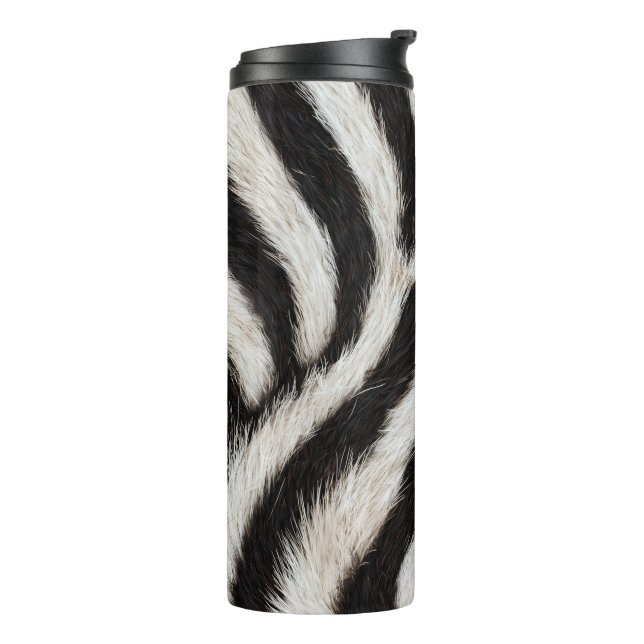 Termo Vete Estampado de Cebra Negro Blanco Pelo Falso  (Rotado hacia la izquierda)