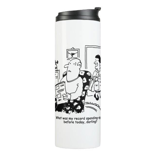 Termo Viaje de compras. Gasto de registro. Sobreviviendo (Rotado hacia la izquierda)