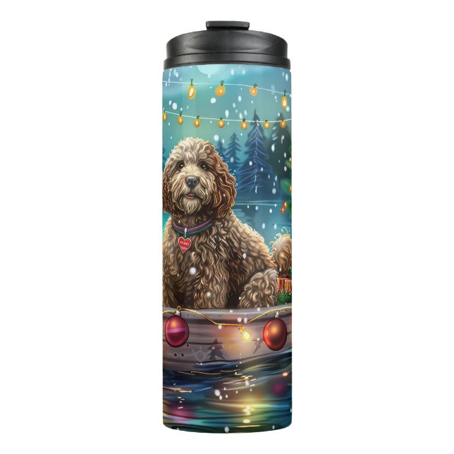 Termo Viaje Festivo de Navidad de Cockapoo (Anverso)