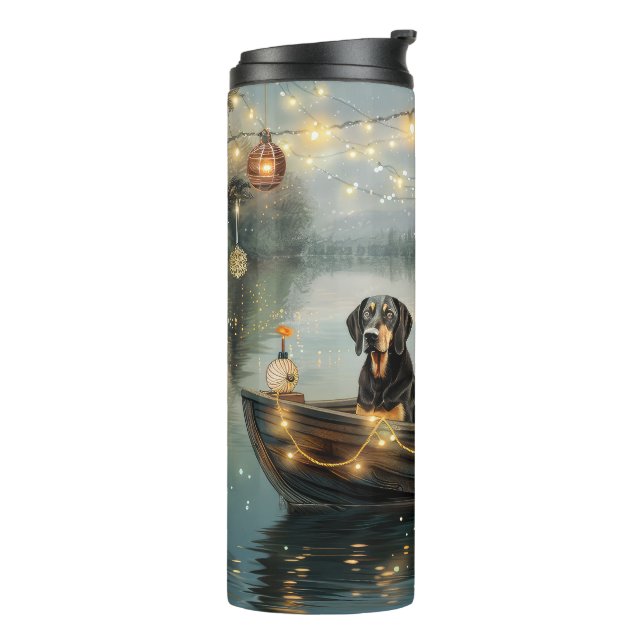 Termo Viaje Festivo de Navidad del Bluetick Coonhound (Rotado hacia la izquierda)