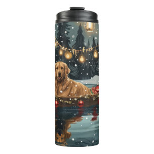 Termo Viaje Festivo de Navidad del Golden Retriever