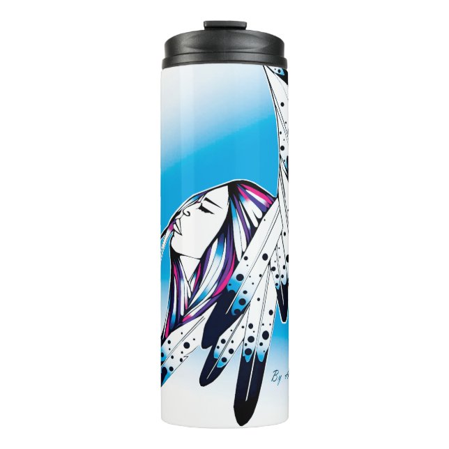 Termo Viajero Tumbler Resiliente mujer águila plumas (Anverso)