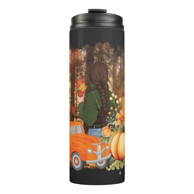 Termo Vibes De Otoño, Un Coche Cargado Con Calabaza (Anverso)