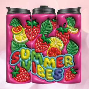 Termo Vibes de verano de tumbler inflado 3D con frutas j