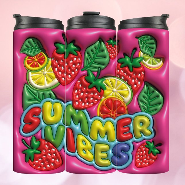 Termo Vibes de verano de tumbler inflado 3D con frutas j (Subido por el creador)