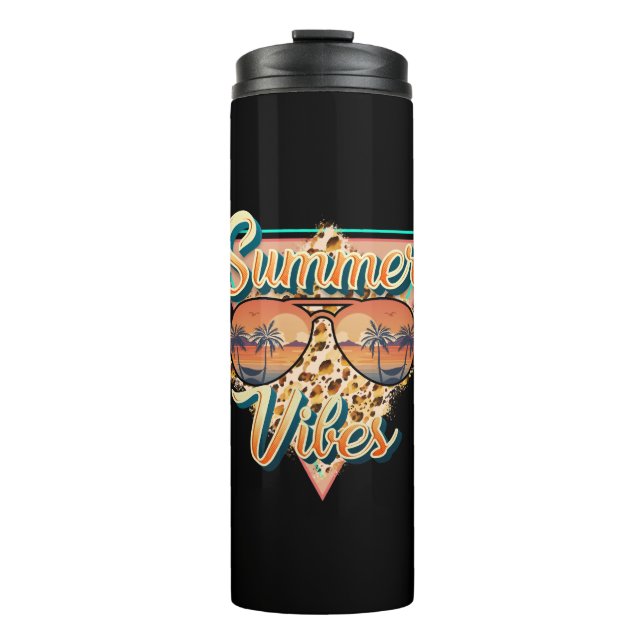 Termo Vibes de verano | Gafas de sol antiguas | Beach Su (Anverso)