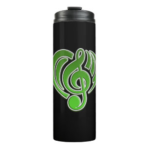 Termo Vibraciones Amor Musical Corazón Verde Nota Musica