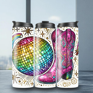 Termo Vibrant Disco Cowgirl Boots Tumbler