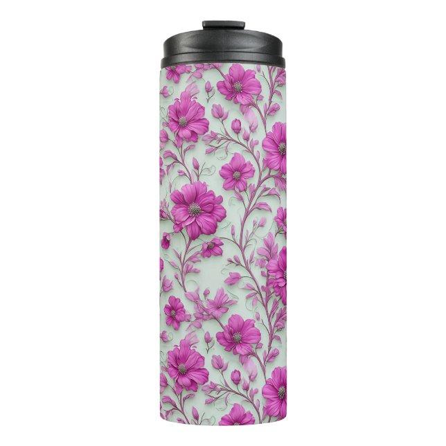 Termo Vibrant Pink Floral Pattern With Magenta Flowers (Anverso)