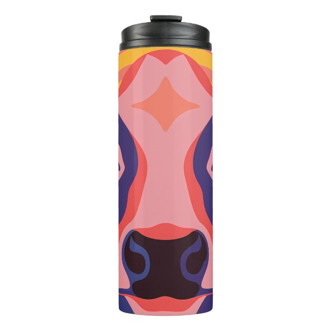 Termo Vibrant Pop Art Cow Face Portrait (Anverso)