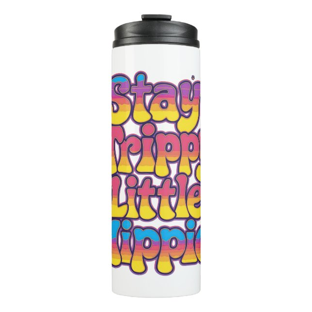 Termo Vibrant Rainbow Stay Trippy Hippie Quote (Anverso)