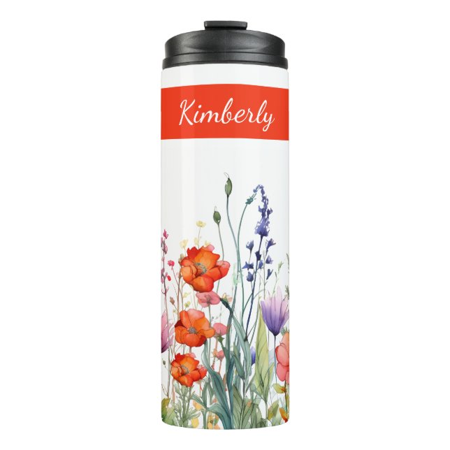 Termo Vibrant Watercolor Wildflowers Personalized (Anverso)