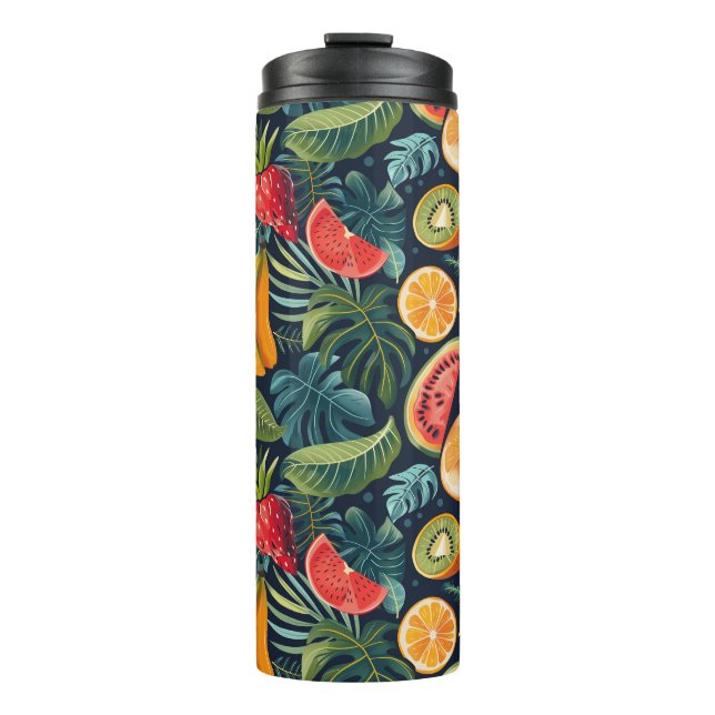 Termo Vibrante paraíso tropical: Diseño de frutas exótic (Anverso)