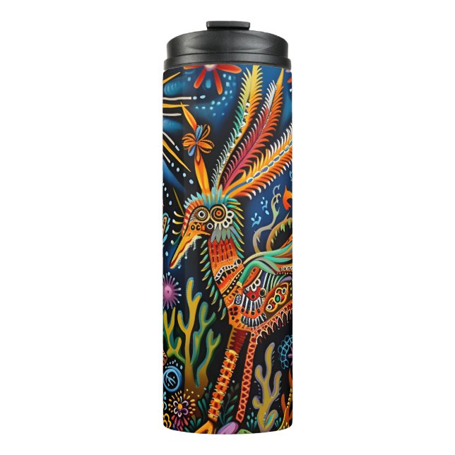 Termo Vibrante Resumen del patrón étnico tribal Huichol (Anverso)