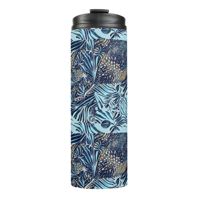 Termo Vida marina y diseño abstracto botánico (Anverso)