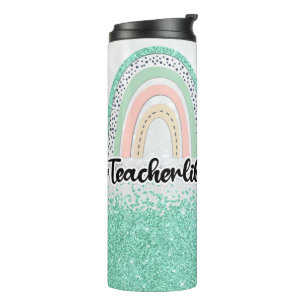 Termo Vida personalizada del profesor Purpurina verde de