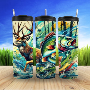 Termo Vida salvaje vibrante, mundo del agua abstracta