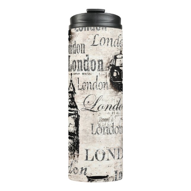 Termo Viejo periódico de época collage de granos de Lond (Anverso)