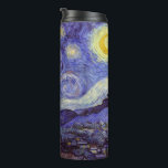 Termo Vincent Van Gogh Starry Night Vintage Bella Artes<br><div class="desc">Vincent van Gogh Starry Night Bella Artes Painting Starry Night es un cuadro del artista holandés post-impresionista Vincent van Gogh. El cielo azul nocturno está lleno de nubes, estrellas y una luna creciente brillante. La noche estrellada es la única noche de la serie de vistas desde la ventana de su...</div>