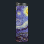 Termo Vincent Van Gogh Starry Night Vintage Bella Artes<br><div class="desc">Vincent van Gogh Starry Night Bella Artes Painting Starry Night es un cuadro del artista holandés post-impresionista Vincent van Gogh. El cielo azul nocturno está lleno de nubes, estrellas y una luna creciente brillante. La noche estrellada es la única noche de la serie de vistas desde la ventana de su...</div>