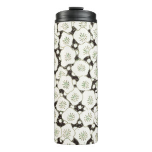 Termo Vintage 1902 Japonés Floral: Flor Blanca Negra
