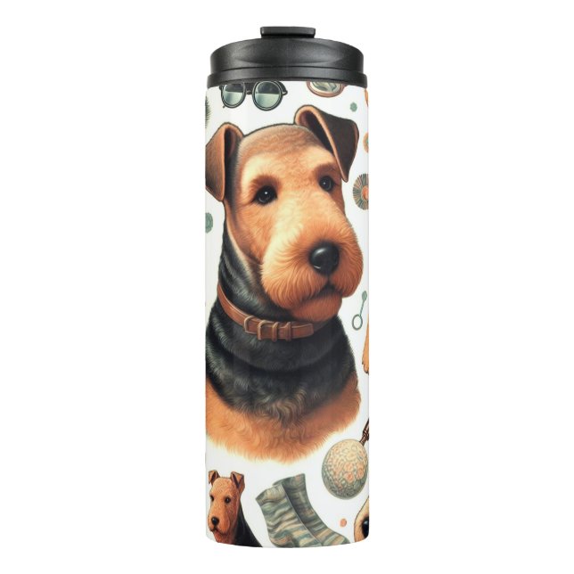 Termo Vintage Airedale Terrier Seamless (Anverso)