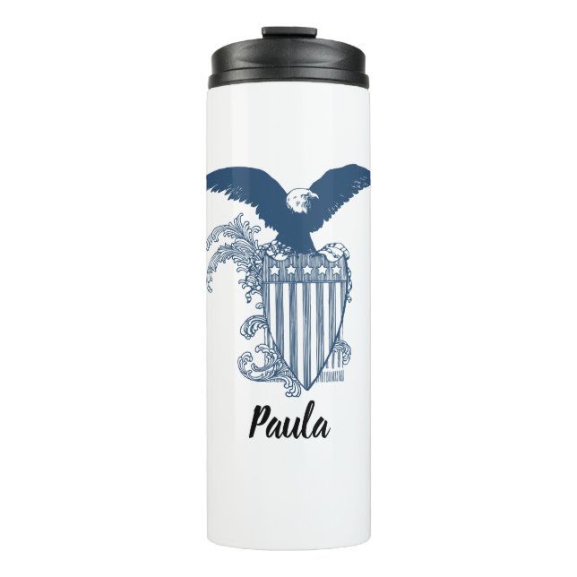 Termo Vintage American Bald Eagle Stars Stripes Shield (Anverso)