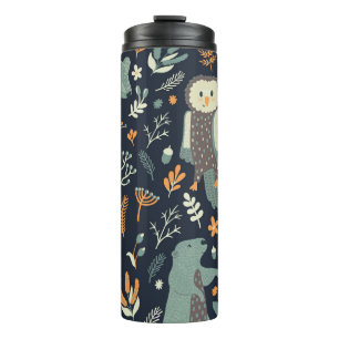 Termo Vintage Animales Textura Floral Sin Marea