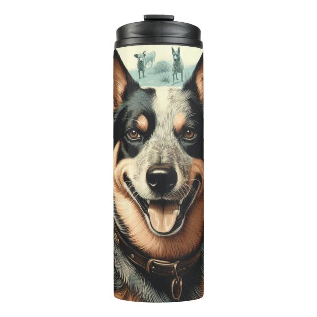 Termo Vintage Australian Cattle Dog Ilustracion (Anverso)