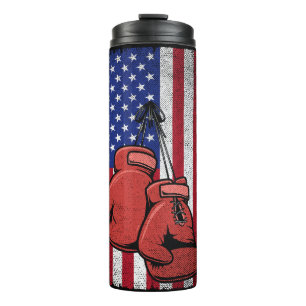 Termo Vintage Bandera Estadounidense 4 de Julio Boxing